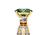 Oval Three-Stone Twist Engagement Ring Setting for a Fancy Green Lab-Grown Diamond | Yellow Gold