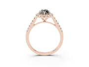 Marquise Halo Engagement Ring Setting for a Black Center | Pavé Shoulders | Rose Gold