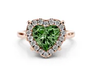 Heart-Shaped Claw Corner Halo Engagement Ring Setting for a Fancy Green Lab-Grown Diamond | Slim Plain Band | Rose Gold
