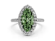 Marquise Halo Engagement Ring Setting for a Fancy Green Lab-Grown Diamond | Pave Shoulders | Platinum