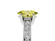 Oval Hidden Halo Engagement Ring Setting for a Fancy Yellow Lab-Grown Diamond | Milgrain Pave | Sterling Silver