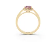 Pear-Shaped Thin Halo Engagement Ring Setting for a Fancy Pink Lab-Grown Diamond | Slim Plain Band | Yellow Gold