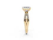 Emerald Cut Three Stone Engagement Ring Setting | Pavé Split Shank | Yellow Gold