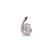 Oval Lab-Grown Diamond Swirl Pendant Necklace | Graduated Accent Row | Rose Gold