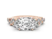 Marquise Scattered Accent Engagement Ring Setting | Slim Band | Rose Gold