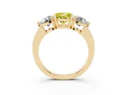 Round Three Stone Engagement Ring Setting for a Fancy Yellow Lab-Grown Diamond | Large Round Side Stones | Yellow Gold