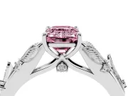 Emerald Cut Leaf Solitaire Engagement Ring Setting for a Fancy Pink Lab-Grown Diamond | Platinum