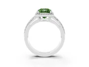 Princess Cut Halo Engagement Ring Setting for a Fancy Green Lab-Grown Diamond | Pave Split Shank | Sterling Silver