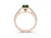 Radiant Cut Halo Pavé Engagement Ring Setting for a Fancy Green Lab-Grown Diamond | Rose Gold