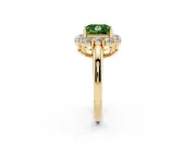 Princess Cut Graduated Milgrain Halo Engagement Ring Setting for a Fancy Green Lab-Grown Diamond | Yellow Gold