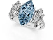 Marquise Three Stone Engagement Ring Setting for a Fancy Blue Lab-Grown Diamond | Accented Shoulders | Platinum