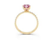 Cushion Cut Pave Solitaire Engagement Ring Setting for a Fancy Pink Lab-Grown Diamond | Slim Band | Yellow Gold