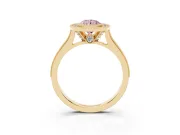 Pear-Shaped Vintage Milgrain Halo Engagement Ring Setting for a Fancy Pink Lab-Grown Diamond | Bezel Head | Yellow Gold