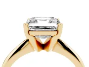 Asscher Cut Plain Knife-Edge Solitaire Engagement Ring Setting | Claw Prongs | Yellow Gold