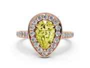 Pear-Shaped Framed Halo Engagement Ring Setting for a Fancy Yellow Lab-Grown Diamond | Rose Gold