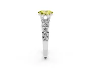 Oval Graduated Side Stone Engagement Ring Setting for a Fancy Yellow Lab-Grown Diamond | Flat Top Band | Sterling Silver