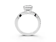 Asscher Cut Pavé Twist Engagement Ring Setting | Crossover Band | White Gold