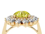 Round Floral Double Halo Engagement Ring Setting for a Fancy Yellow Lab-Grown Diamond | Plain Band | Yellow Gold