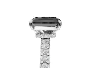 Radiant Cut Hidden Halo Engagement Ring Setting for a Black Center | Pavé Band | White Gold