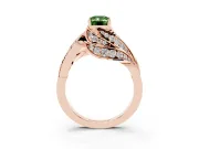 Emerald Cut Bypass Hidden Halo Engagement Ring Setting for a Fancy Green Lab-Grown Diamond | Graduated Pavé | Rose Gold