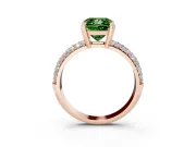 Princess Cut Three Row Pave Engagement Ring Setting for a Fancy Green Lab-Grown Diamond | Rose Gold