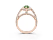 Marquise Sectioned Halo Engagement Ring Setting for a Fancy Green Lab-Grown Diamond | Rose Gold