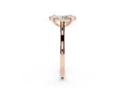 Round Claw Corner Halo Engagement Ring Setting | Slim Plain Band | Rose Gold