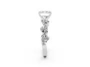 Radiant Cut Twisted Pavé Solitaire Engagement Ring Setting | Bar Stations | White Gold
