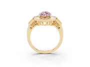 Marquise Milgrain Sectioned Halo Engagement Ring Setting for a Fancy Pink Lab-Grown Diamond | Yellow Gold