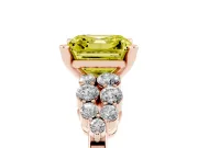 Fancy Yellow Asscher Cut Diamond Cluster Engagement Ring Set in Rose gold with Pavé Band and Prong Setting