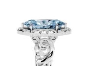Fancy Blue Marquise Cut Diamond Halo Ring Set in White gold with Scrollwork Band and Prong Setting