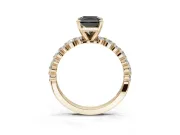Radiant Cut Pavé Engagement Ring Setting for a Black Center | Alternating Accents | Yellow Gold