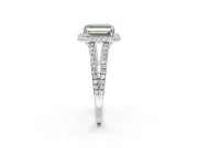 Asscher Cut Halo Split Shank Engagement Ring Setting for a Fancy Green Lab-Grown Diamond | Pavé Shoulders | Platinum