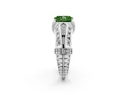 Fancy Green Radiant Cut Diamond Vintage-Inspired Milgrain Ring Set in Platinum with Accent Split Shank