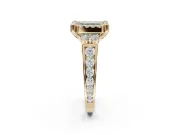 Asscher Cut Halo Engagement Ring Setting for a Fancy Green Lab-Grown Diamond | Graduated Channel Band | Yellow Gold