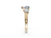 Heart-Shaped Three Stone Engagement Ring Setting for a Fancy Blue Lab-Grown Diamond | Tapered Band | Yellow Gold