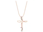 Round Lab-Grown Diamond Graduated Twist Cross Necklace | Infinity Loops | Rose Gold