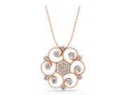 Round Lab-Grown Diamond Milgrain Flower Medallion Pendant Necklace | Bezel Petals | Rose Gold