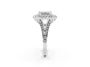 Emerald Cut Halo Split Shank Engagement Ring Setting | Sterling Silver