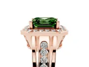 Asscher Cut Halo Engagement Ring Setting for a Fancy Green Lab-Grown Diamond | Channel-Set Split Shank | Rose Gold