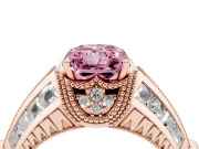 Radiant Cut Vintage Milgrain Engagement Ring Setting for a Fancy Pink Lab-Grown Diamond | Hidden Halo | Rose Gold