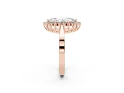 Marquise Cut Diamond Halo Ring Set in Rose gold with Round Halo and Smooth Solitaire Band