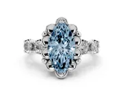 Marquise Floral Engagement Ring Setting for a Fancy Blue Lab-Grown Diamond | Petal Frame | Sterling Silver
