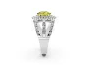 Oval Double Halo Split Shank Engagement Ring Setting for a Fancy Yellow Lab-Grown Diamond | Pave Strands | Platinum