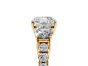 Cushion Cut Three Stone Engagement Ring Setting | Yellow Gold