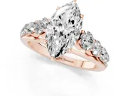 Marquise Graduated Side Stone Engagement Ring Setting | Flat Top Band | Rose Gold
