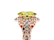 Oval Hidden Halo Filigree Engagement Ring Setting for a Fancy Yellow Lab-Grown Diamond | Rose Gold