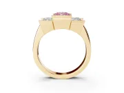 Radiant Cut Channel-Set Three Stone Engagement Ring Setting for a Fancy Pink Lab-Grown Diamond | Yellow Gold