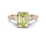 Emerald Cut Vintage Cathedral Engagement Ring Setting for a Fancy Yellow Lab-Grown Diamond | Carved Band | Rose Gold