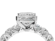 Princess Cut Side Stone Engagement Ring Setting | Scalloped Prong Accents | Platinum